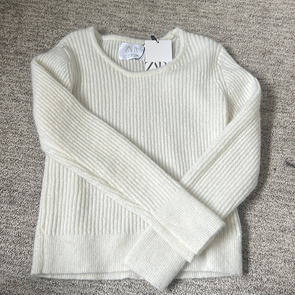 Zara White Polyester Sweater: Size 11-12